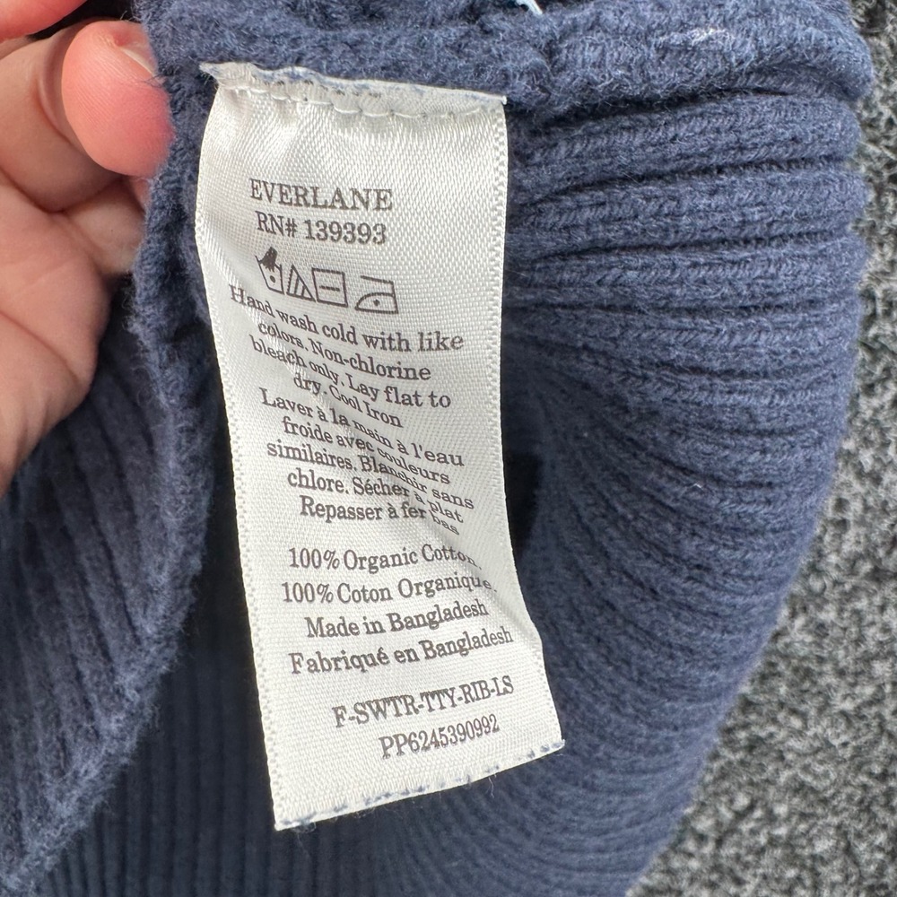 Everlane Organic Cotton Ribbed Mock Neck Sweater Navy Blue Small F-SWTR-TTY-RIB - Picture 4 of 6